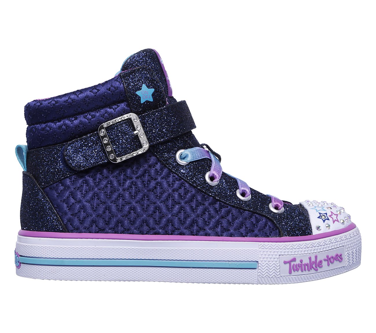 Skechers Girls Twinkle Toes: Shuffles - Twinkle Charm Navy/Turquoise