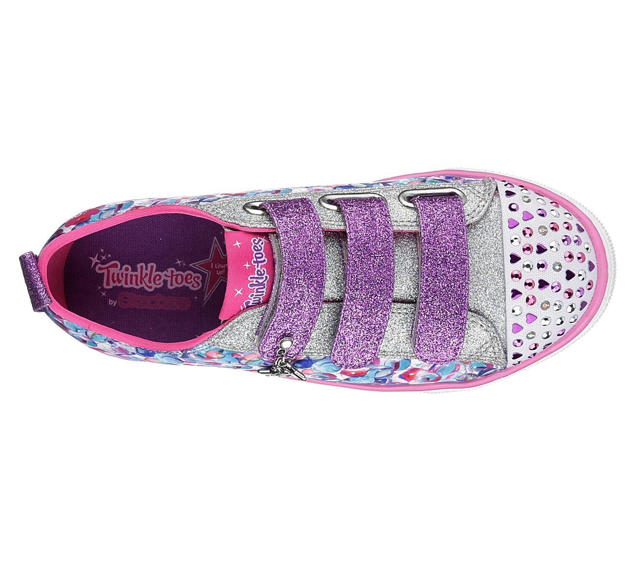 Skechers Girls Twinkle Toes: Shuffles - Triple Ups Pink/Multi