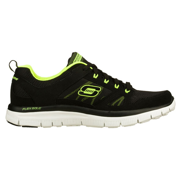 Skechers Men Wide Fit (2E) Shoes - Black/Lime