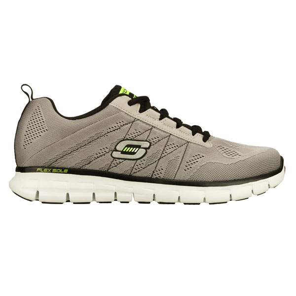Skechers Men Extra Wide Fit (4E) Shoes - Power Switch Light Gray/Black