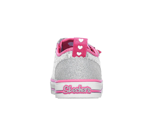 Skechers Girls Twinkle Toes: Shuffles - Itsy Bitsy Silver/Hot Pink
