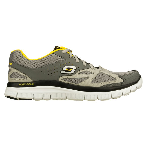Skechers Men Wide Fit (2E) Shoes - Master Plan Gray/Yellow