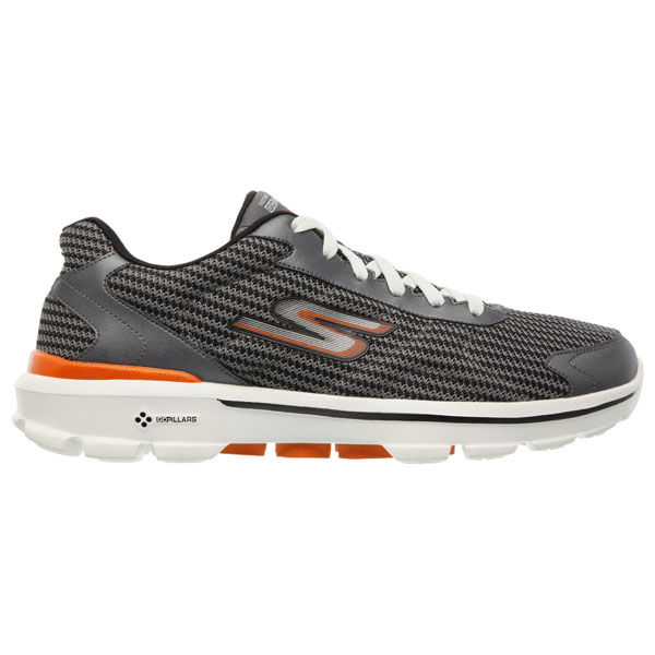 Skechers Men Extra Wide Fit (4E) Shoes - Fitknit Charcoal/Orange