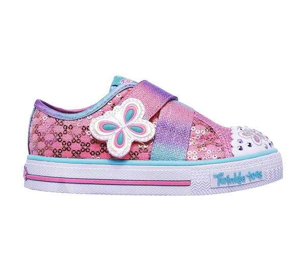 Skechers Girls Twinkle Toes: Shuffles - Snazzy Skips Pink/Turquoise