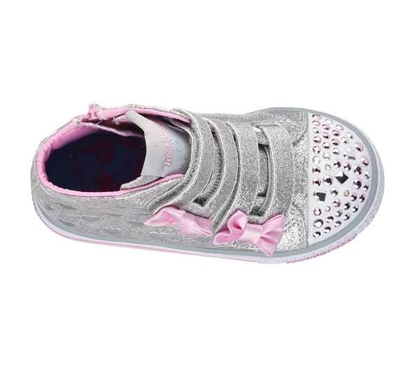 Skechers Girls Twinkle Toes: Shuffles - Doodle Days Gray/Pink