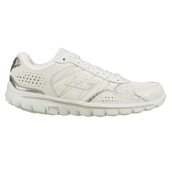 Skechers Women GOwalk 2 - Flash Furry White/Silver