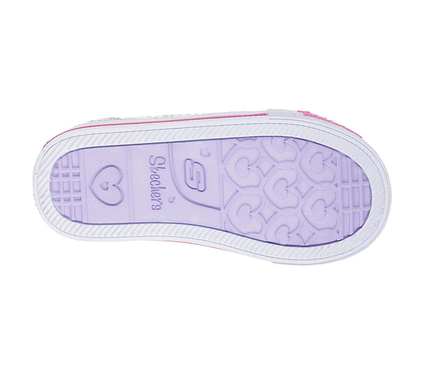 Skechers Girls Twinkle Toes: Shuffles - Itsy Bitsy Silver/Hot Pink