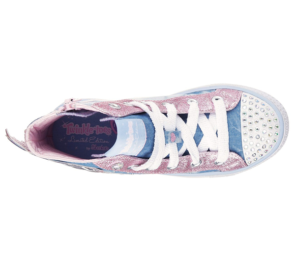 Skechers Girls Twinkle Toes: Shuffles - Wonder Wings Light Blue/Pink