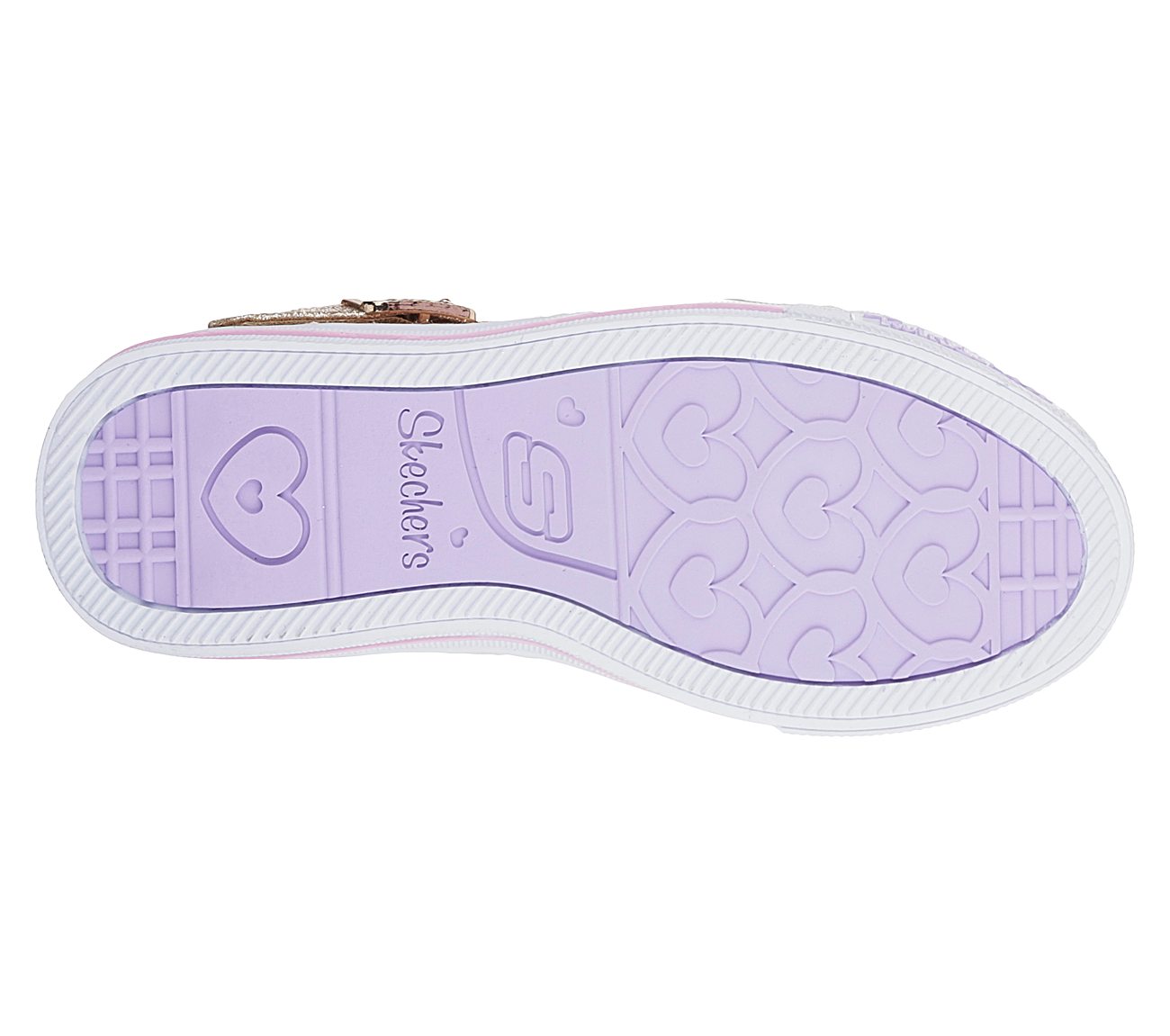 Skechers Girls Twinkle Toes: Shuffles - Twinkle Charm Gold/Pink