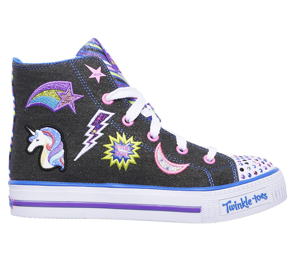 Skechers Girls Twinkle Toes: Shuffles - Twist Turns Black/Multi