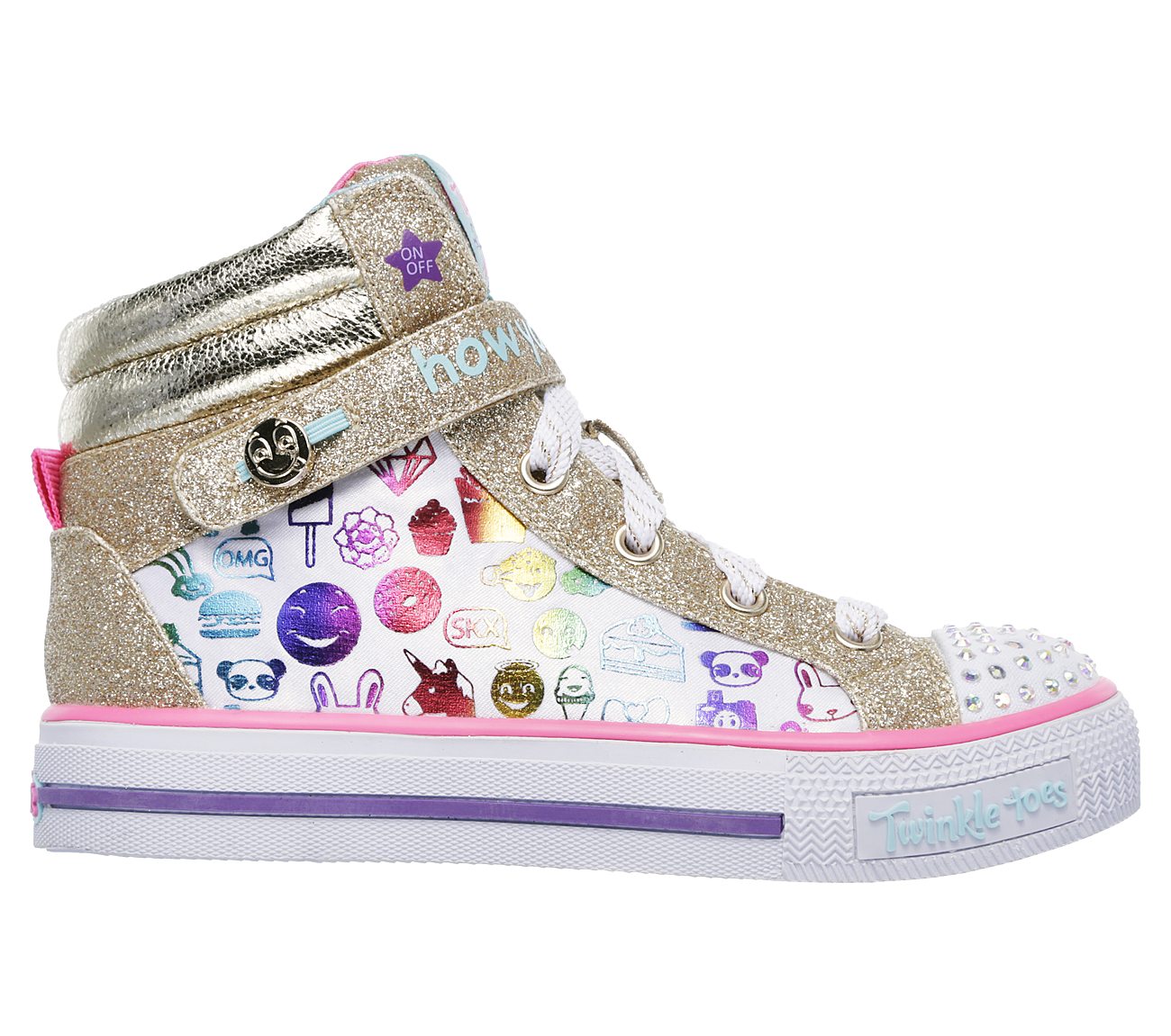 Skechers Girls Twinkle Toes: Shuffles - Giggle Glam White/Multi