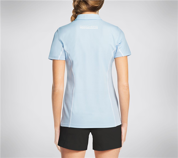Skechers Women GO Golf Half Shot Polo Shirt Light Blue