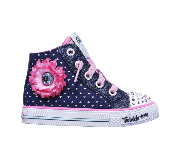 Skechers Girls Twinkle Toes: Shuffles - Bloom Boom Navy/Pink