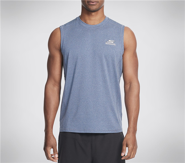 Skechers Men Vista Sleeveless Tech Tee Shirt Navy