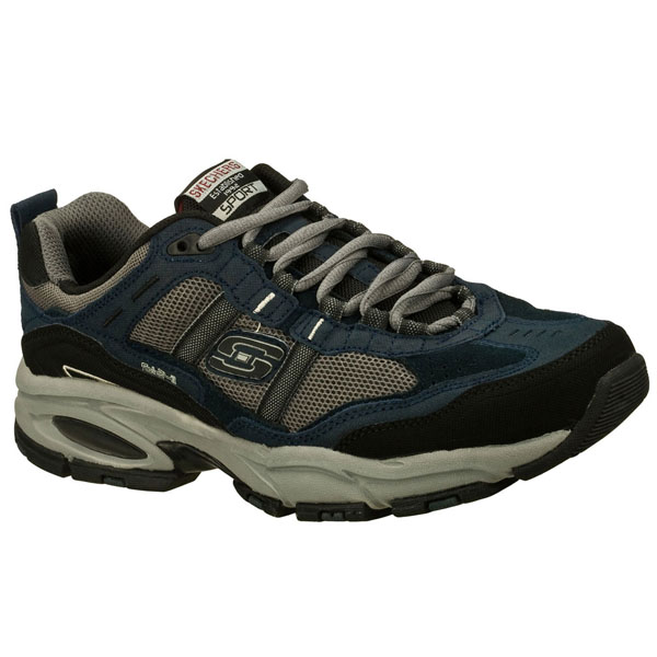 Skechers Men Extra Wide Fit (4E) Shoes - Trait Navy/Gray