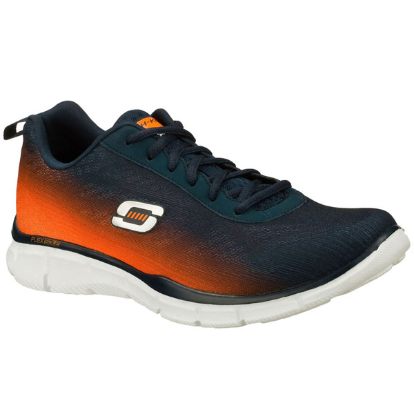 Skechers Men Wide Fit (2E) Shoes - This Way Navy/Orange