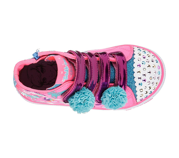 Skechers Girls Twinkle Toes: Shuffles - Dreamin Days Neon Pink/Turquoise