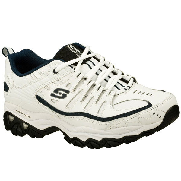 Skechers Men Wide Fit (2E) Shoes - Reprint White/Navy