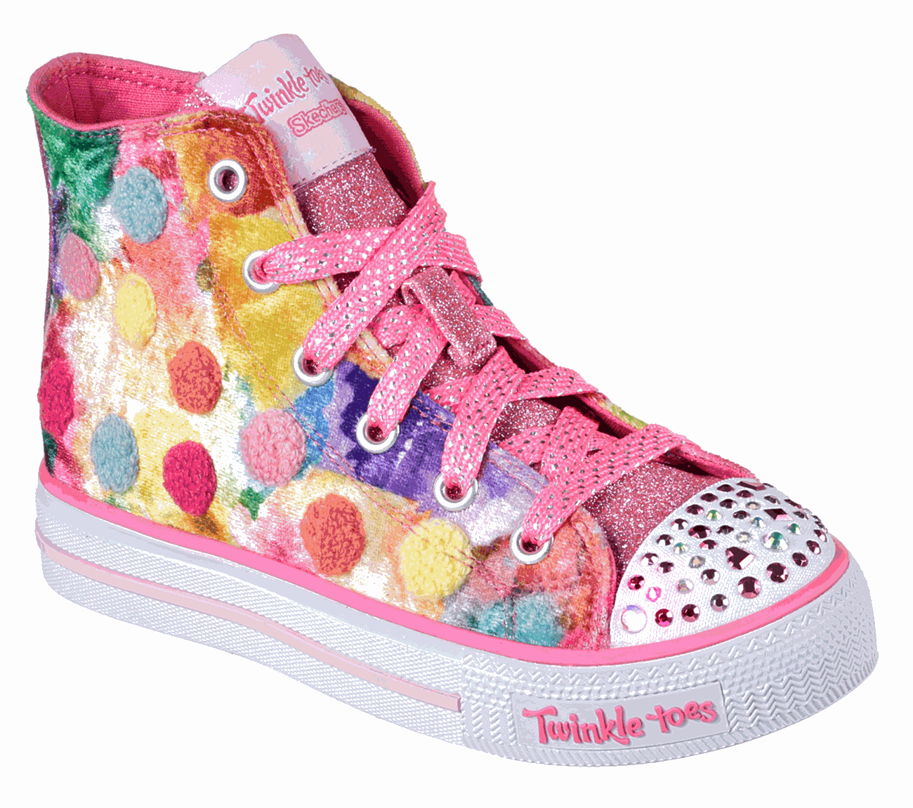 Skechers Girls Twinkle Toes: Shuffles - Pom Pom Pizazz Pink/Multi