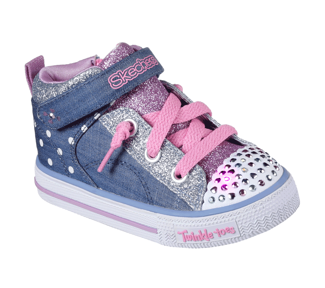 Skechers Girls Twinkle Toes: Shuffles - Digity Dots Denim/Multi