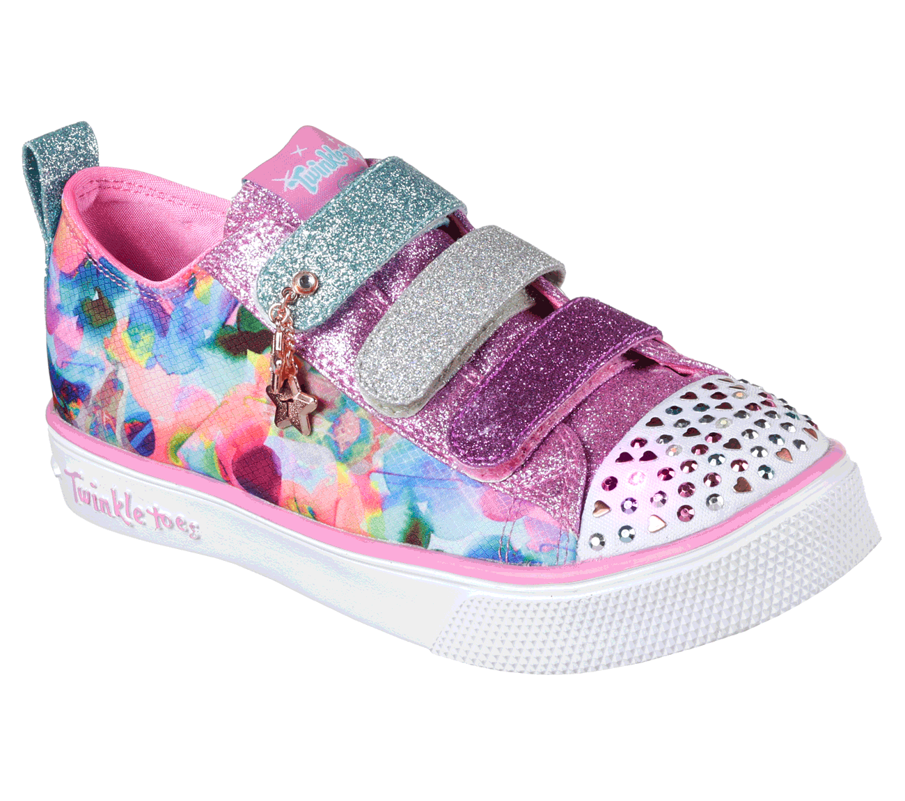 Skechers Girls Twinkle Toes: Shuffles - Triple Ups Multi