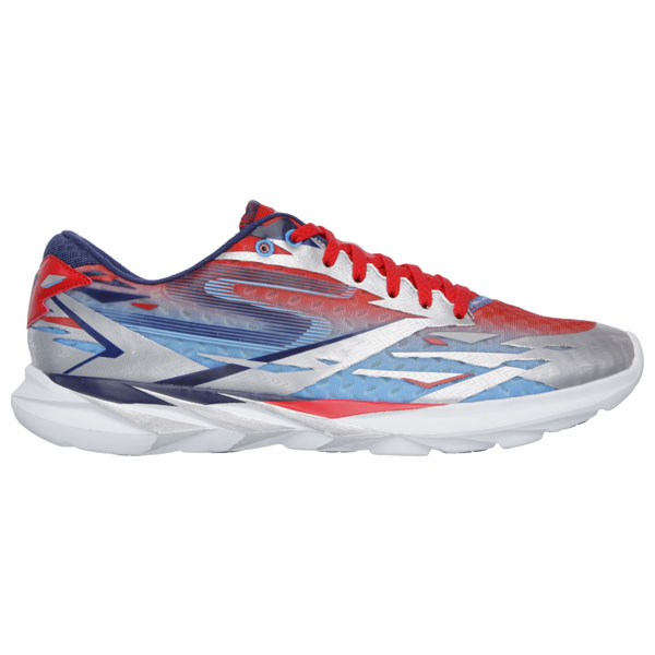 Skechers Men Extra Wide Fit (4E) Shoes - Speed Silver/Blue/Red