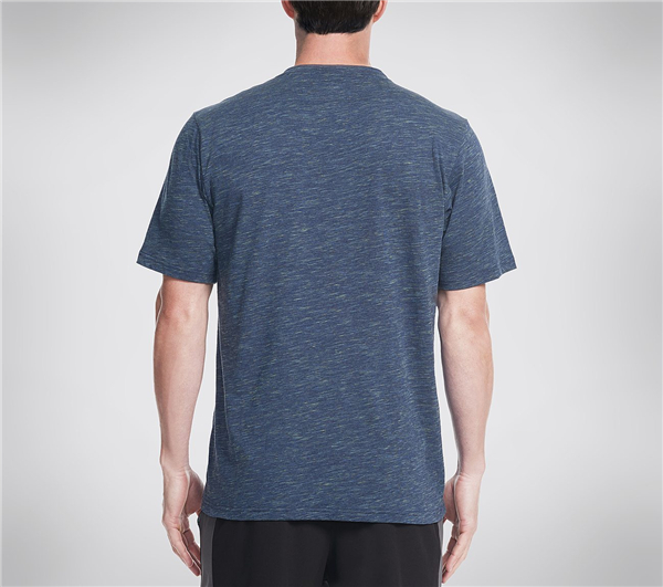 Skechers Men Bolsa Chica V Neck Tee Shirt Blue