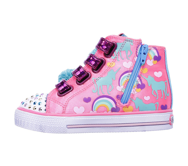 Skechers Girls Twinkle Toes: Shuffles - Dreamin Days Neon Pink/Turquoise