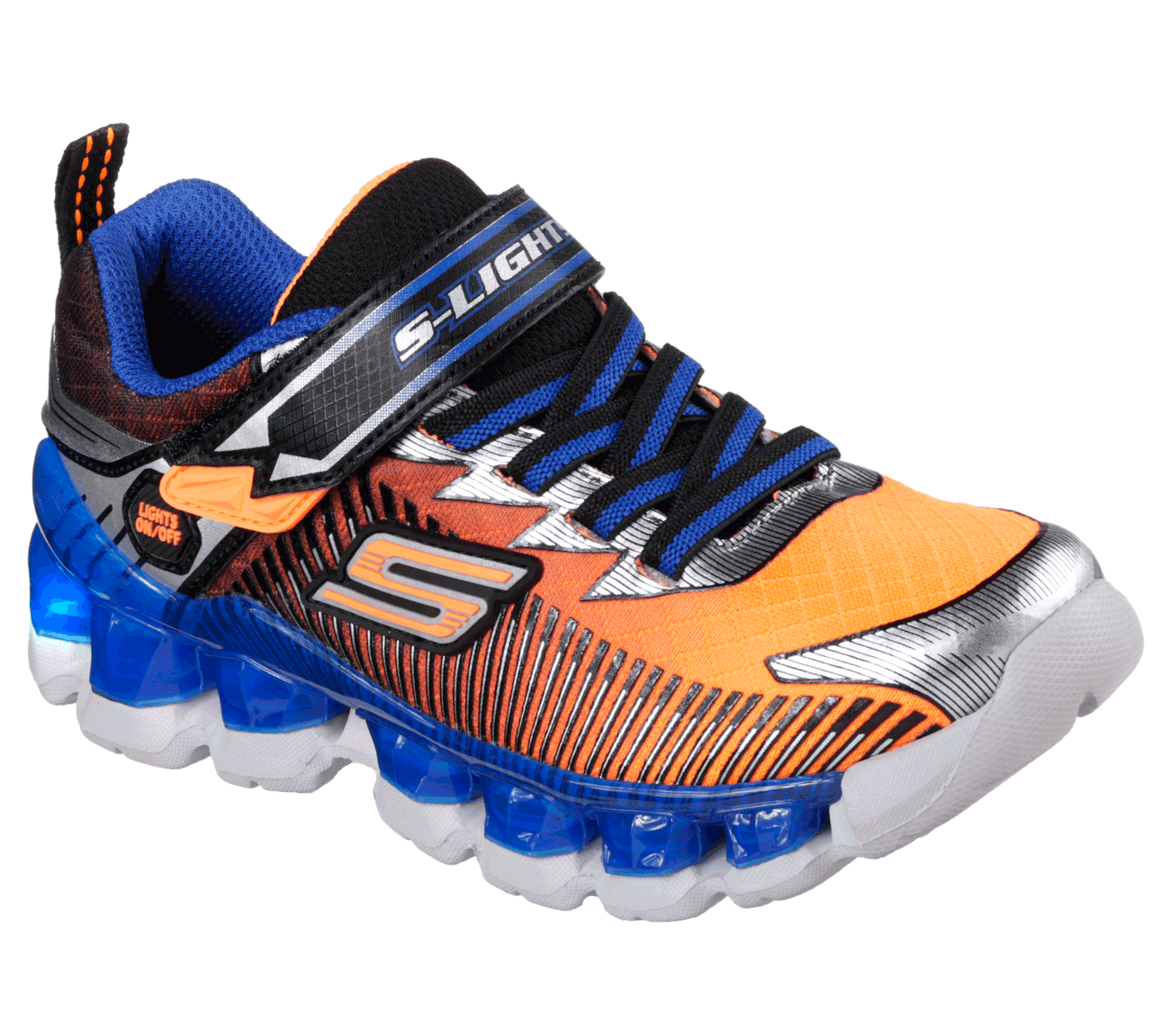 Skechers Boys S Lights: Flashpod - Scoria Orange/Blue