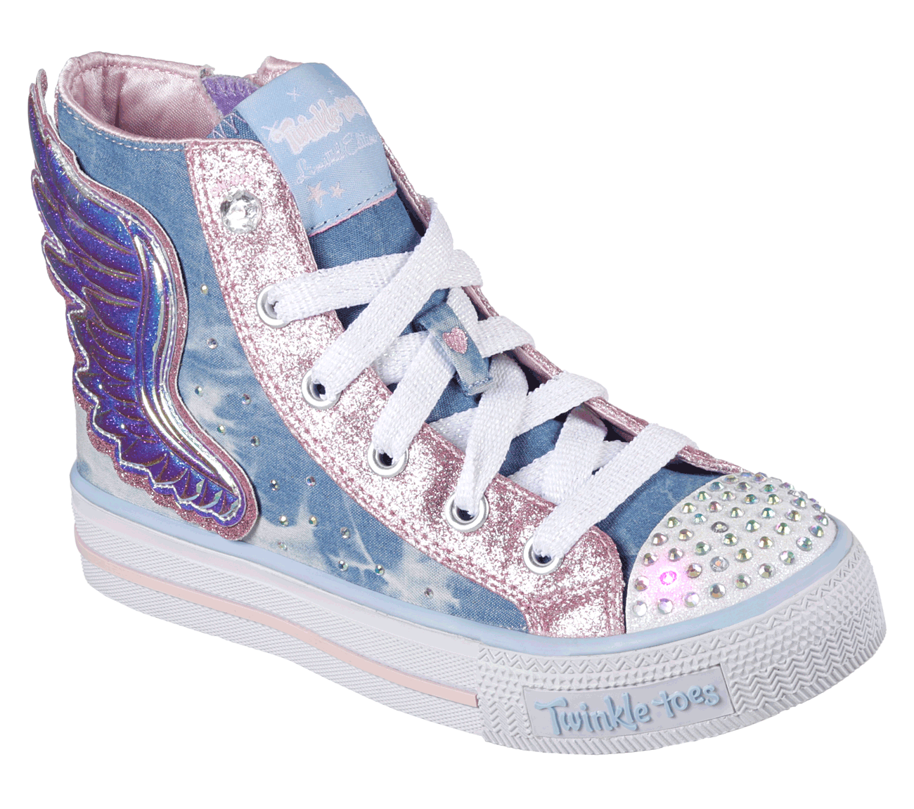Skechers Girls Twinkle Toes: Shuffles - Wonder Wings Light Blue/Pink