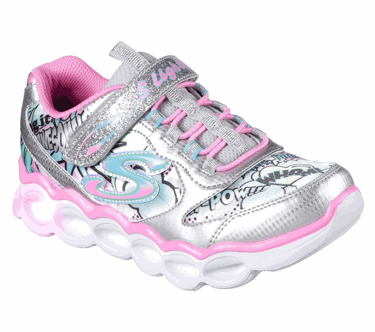 Skechers Girls S Lights: Lumi-Luxe Silver/Multi