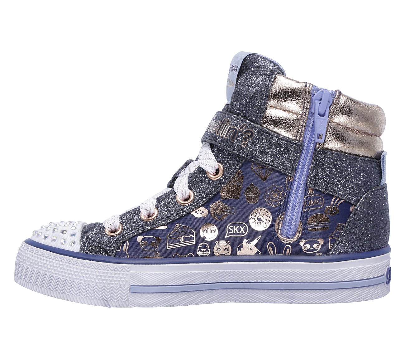 Skechers Girls Twinkle Toes: Shuffles - Giggle Glam Navy/Gold
