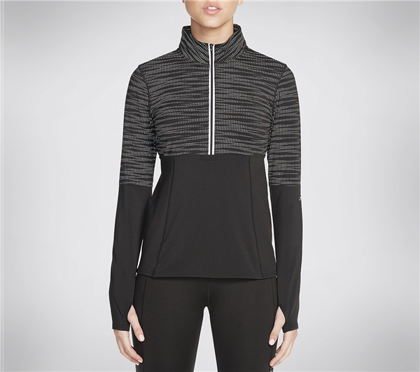 Skechers Women GOTherm360 Peak Long Sleeve Pullover Sweatshirt Black