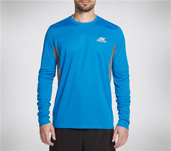Skechers Men Split K Long Sleeve Tee Shirt Blue