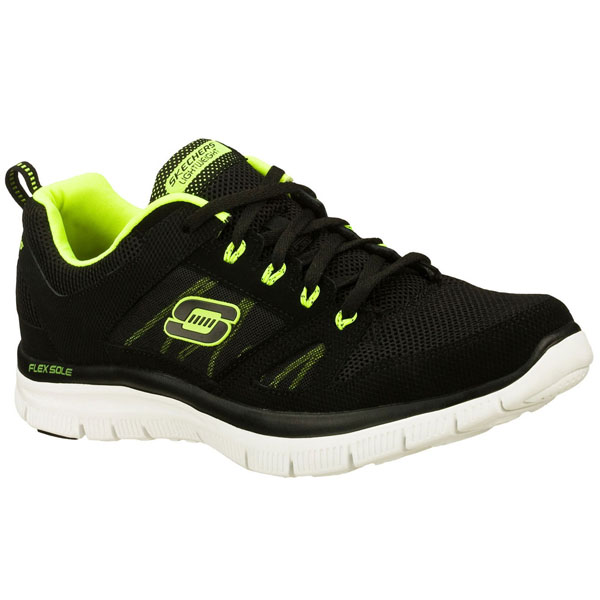 Skechers Men Wide Fit (2E) Shoes - Black/Lime