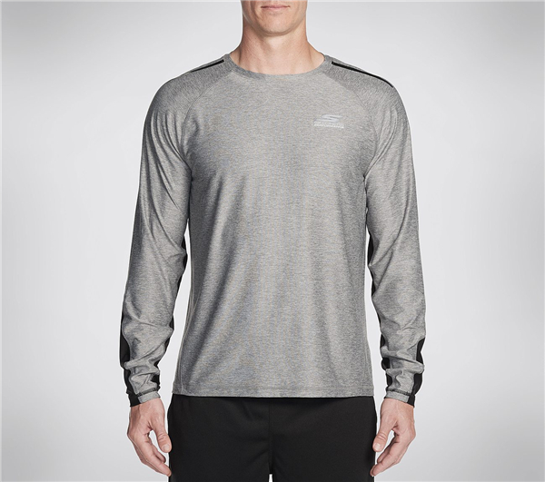 Skechers Men Sprint Long Sleeve Tee Shirt Charcoal