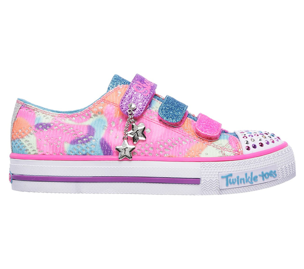 Skechers Girls Twinkle Toes: Shuffles - Lookin Lovely Neon Pink/Multi