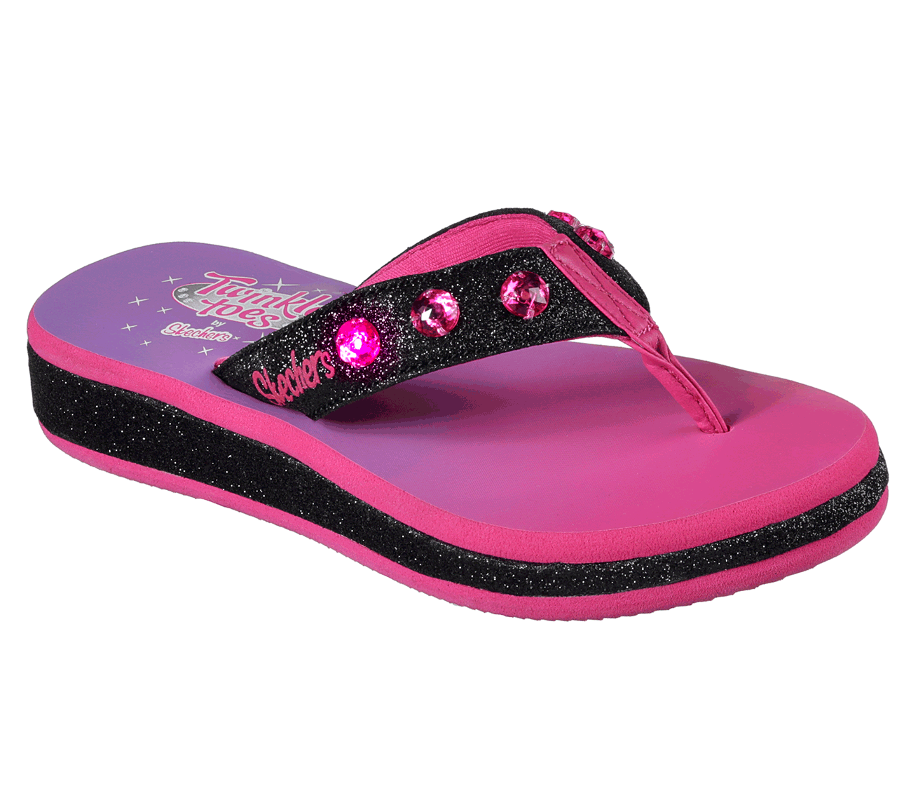 Skechers Girls Twinkle Toes: Sunshines Black/Hot Pink