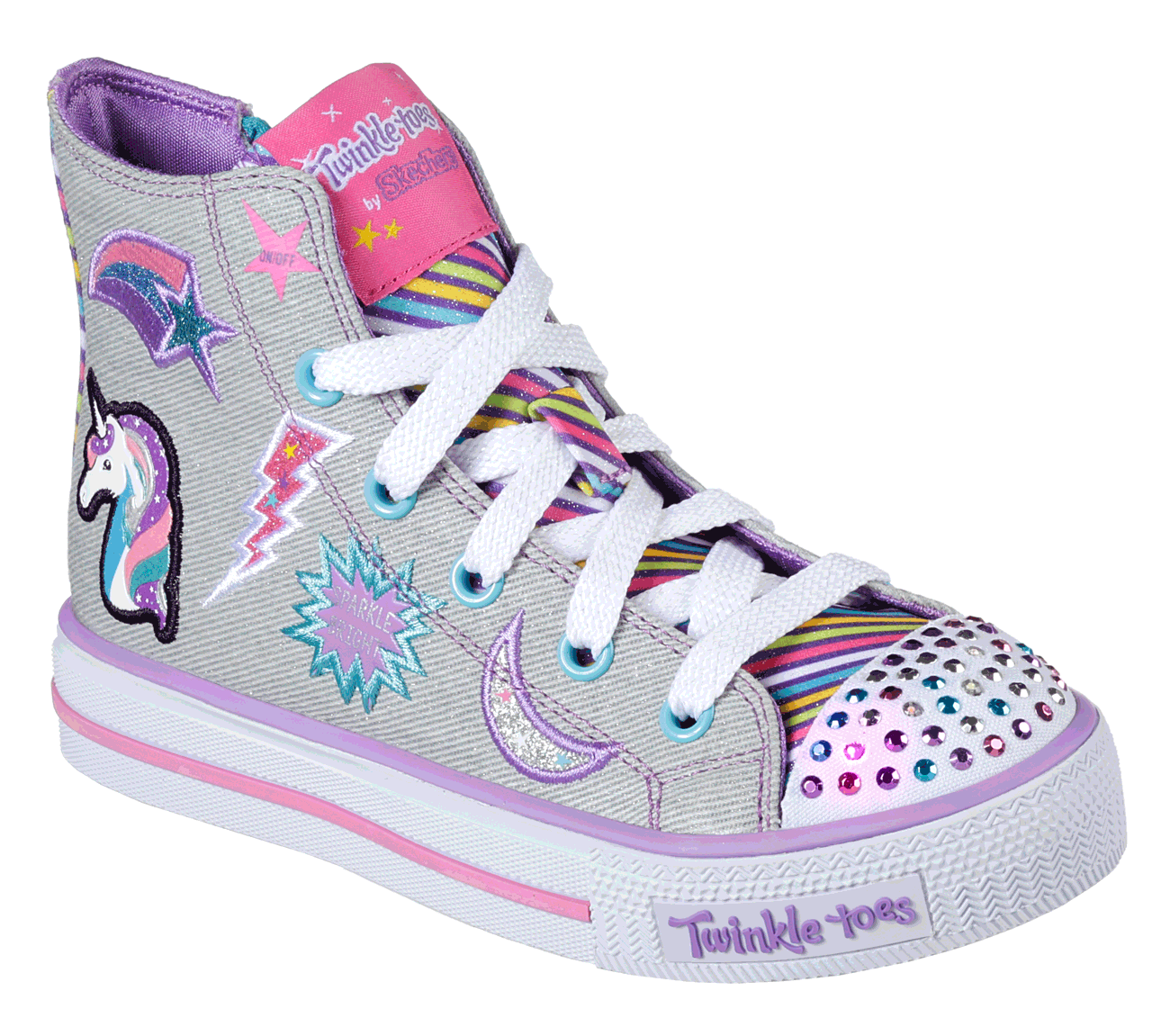 Skechers Girls Twinkle Toes: Shuffles - Twist Turns Gray/Multi