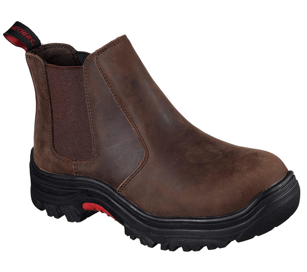 Skechers Men Work: Relaxed Fit Burgin - Glennert Comp Toe Dark Brown