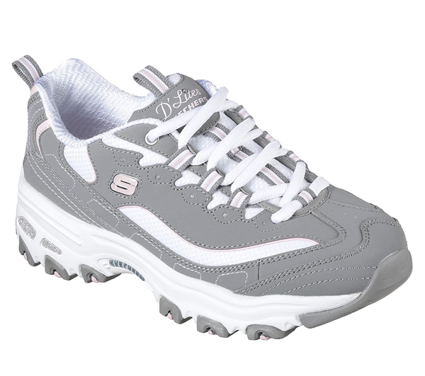 Skechers Women D'Lites - Biggest Fan Gray/White