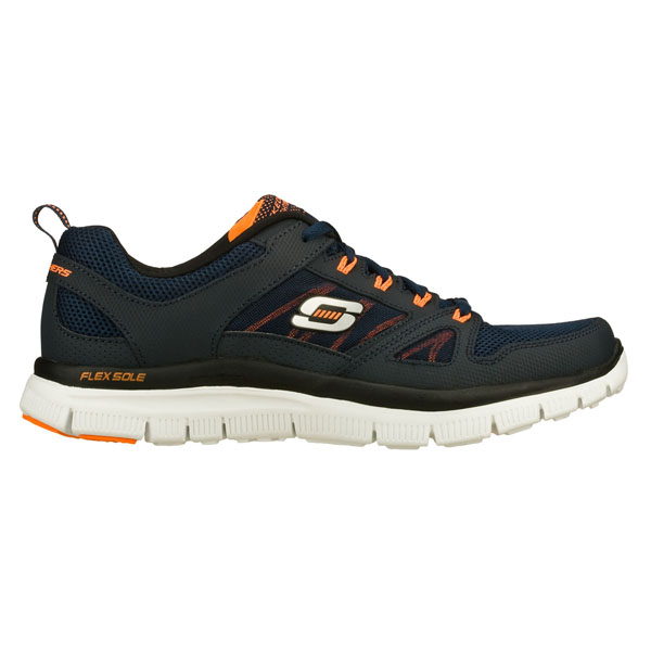 Skechers Men Wide Fit (2E) Shoes - Navy/Orange