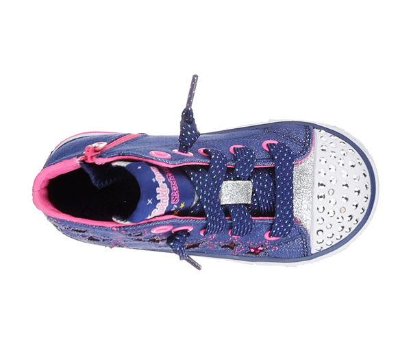 Skechers Girls Twinkle Toes: Shuffles - Lil Rockin Star Navy/Hot Pink
