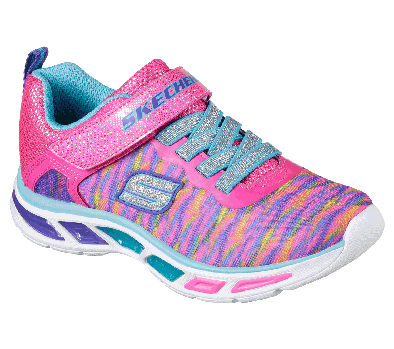 Skechers Girls S Lights: Litebeams - Colorburst Neon Pink/Multi