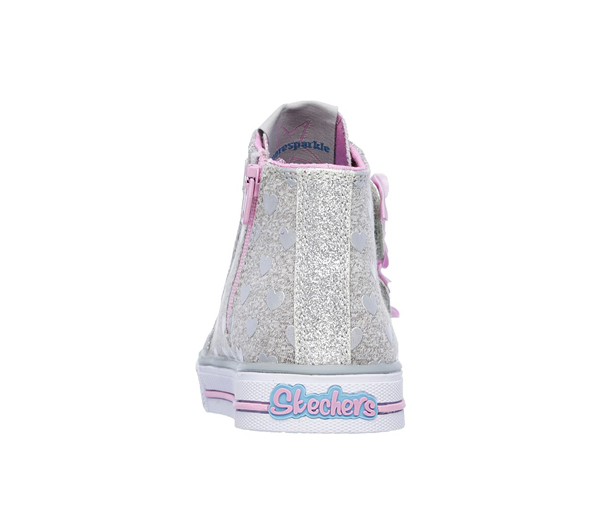 Skechers Girls Twinkle Toes: Shuffles - Doodle Days Gray/Pink