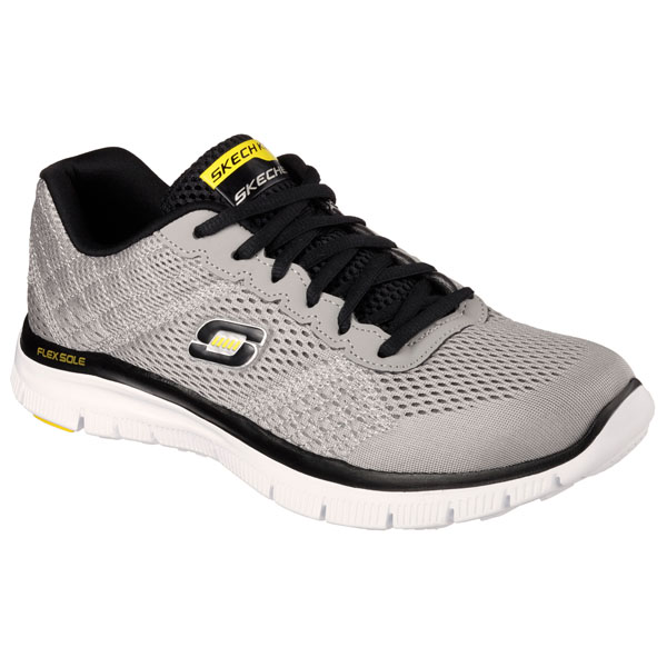Skechers Men Wide Fit (2E) Shoes - Covert Activity Light Gray/Yellow