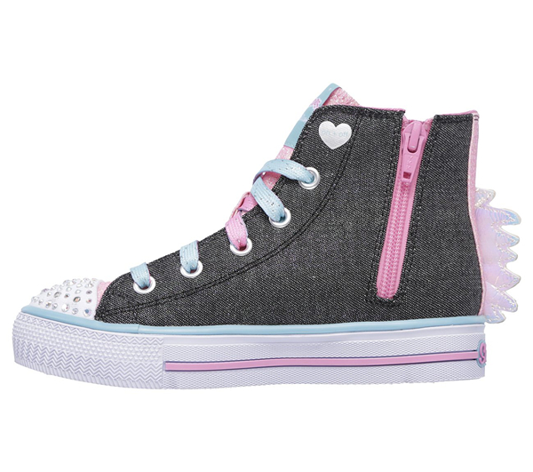 Skechers Girls Twinkle Toes: Shuffles - Prancing Pretty Black/Multi