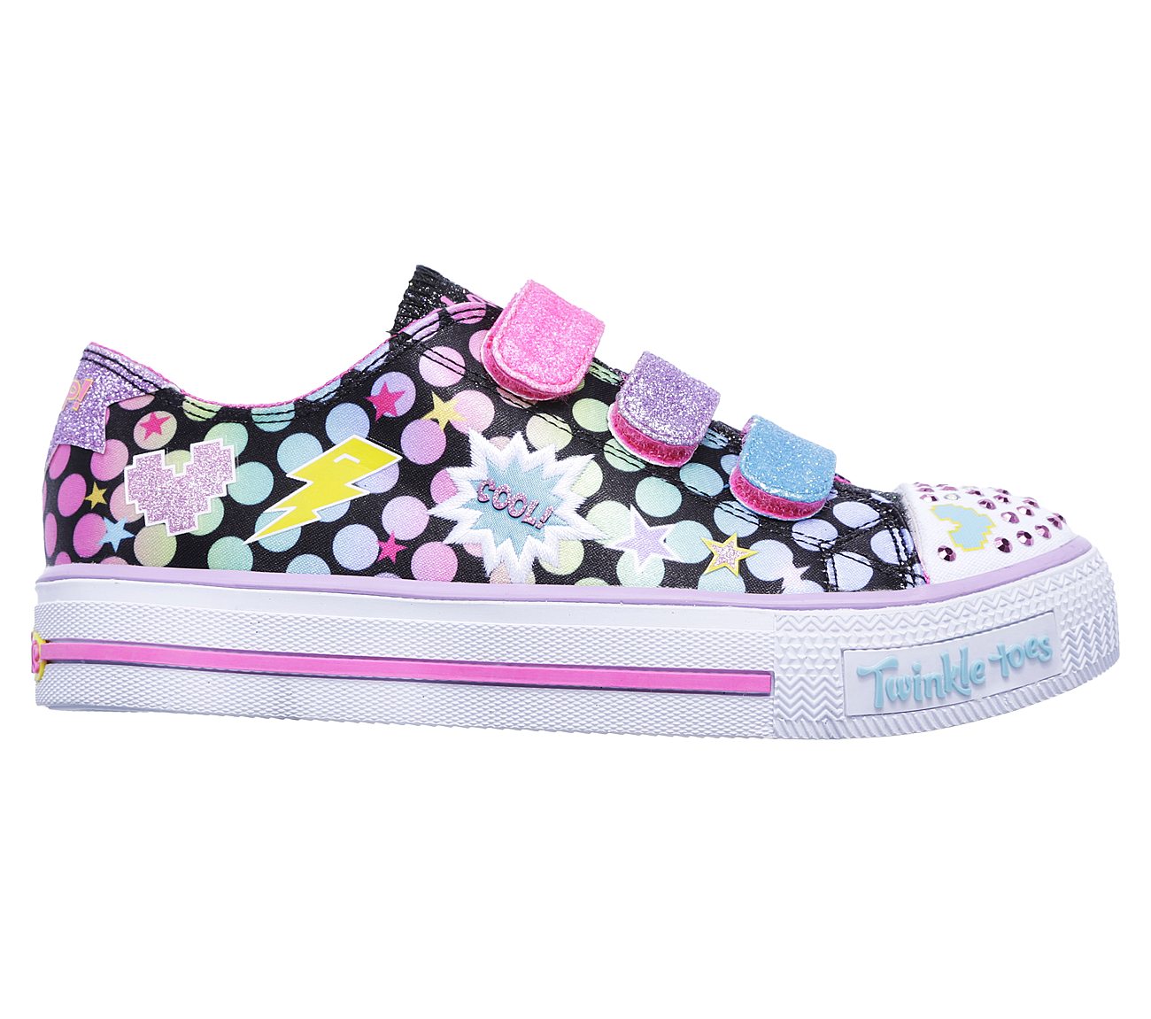 Skechers Girls Twinkle Toes: Shuffles - Poppin Posse Black/Multi
