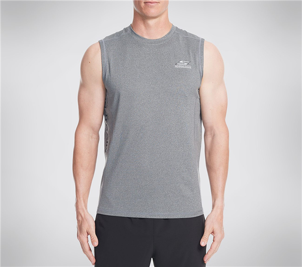 Skechers Men Vista Sleeveless Tech Tee Shirt Gray