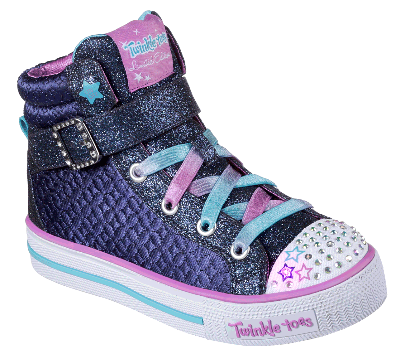 Skechers Girls Twinkle Toes: Shuffles - Twinkle Charm Navy/Turquoise